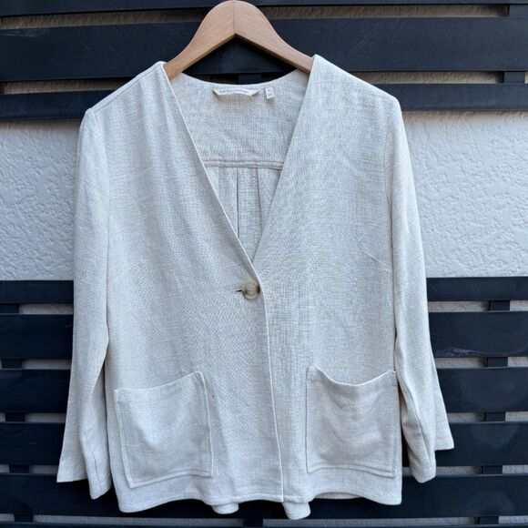 Soft Surroundings Linen Blend Single Button Front Jacket in Natural | Small - Picture 1 of 4